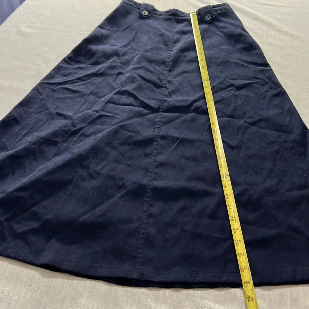 🌞 Coldwater Creek Navy blue lined maxi skirt zips button belt loops 10P